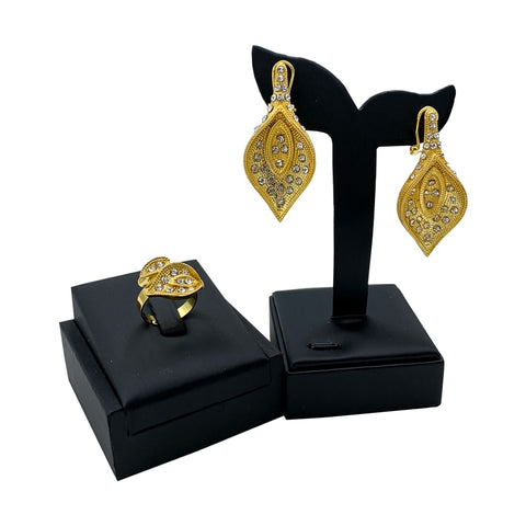 Image of Levina Designer Calla Lily Gold Jewelry Sets 4 PCS Set Women Y Necklace-FrenzyAfricanFashion.com