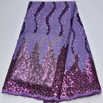 Image of Tossi Laser Cut Beaded Lace Sequin French Net Wedding Fabric 5 Yards-FrenzyAfricanFashion.com