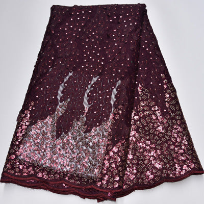 Image of Tossi Laser Cut Beaded Lace Sequin French Net Wedding Fabric 5 Yards-FrenzyAfricanFashion.com