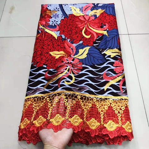 Image of New African wax water-soluble material Ankara embroidery high-quality women's clothing lace fabric-FrenzyAfricanFashion.com