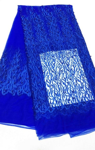 Image of Wholesale African Lace Bead Embroidery Tulle French Net Fabric-FrenzyAfricanFashion.com