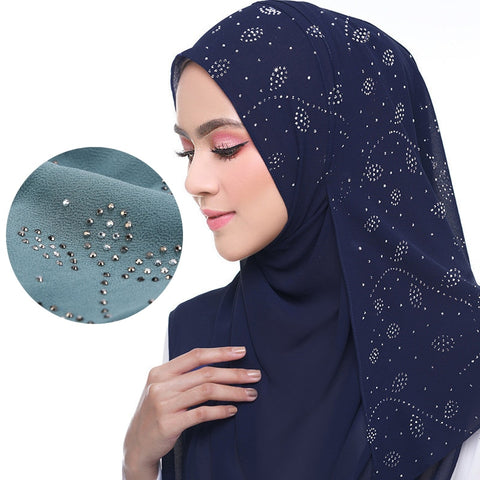 Image of women chiffon hijab scarf diamonds shawls wrap-FrenzyAfricanFashion.com