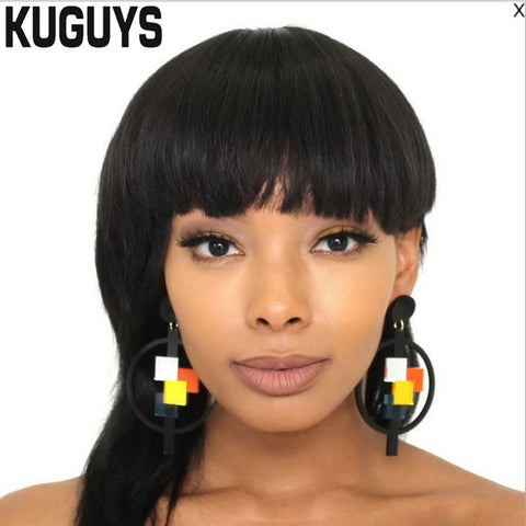 Image of Daisy Black Round Large Drop Earring for Womens Trendy Jewelry Acrylic Colorful Geometric Earrings Fashion Womans Accessories-FrenzyAfricanFashion.com