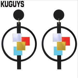 Daisy Black Round Large Drop Earring for Womens Trendy Jewelry Acrylic Colorful Geometric Earrings Fashion Womans Accessories