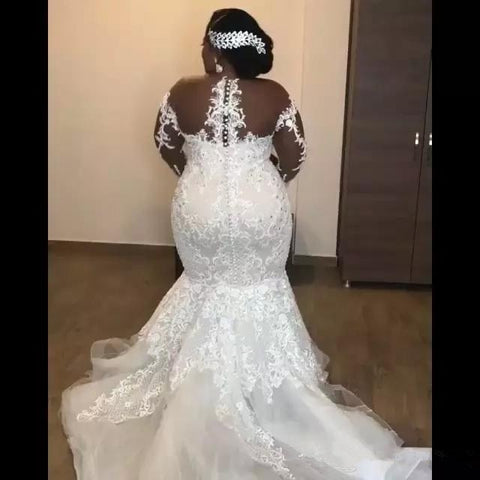 Image of Jaden Couture Mermaid Wedding Dresses Luxury Beaded Lace Appliques-FrenzyAfricanFashion.com