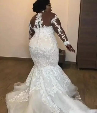 Image of Jaden Couture Mermaid Wedding Dresses Luxury Beaded Lace Appliques-FrenzyAfricanFashion.com