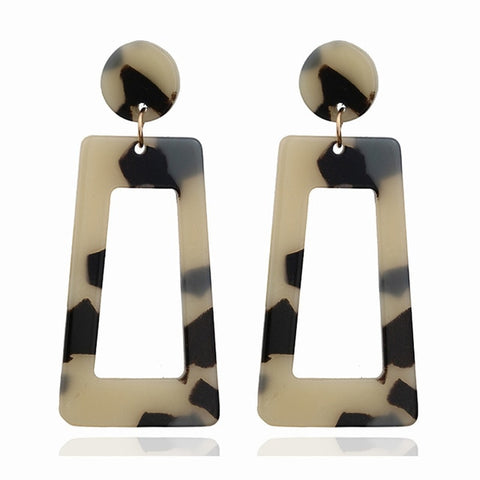 Image of Black White Stripe Geometric Drop Earrings-FrenzyAfricanFashion.com