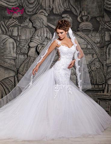 Image of Cindy Crystal Beading Illusion Back Bridal Dress-FrenzyAfricanFashion.com