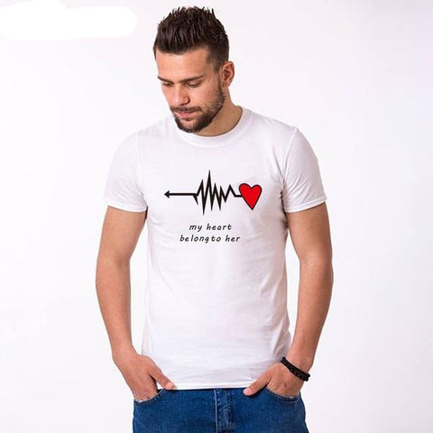 Image of My Heart Belongs to Her Couples Lovers T-Shirt-FrenzyAfricanFashion.com