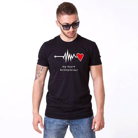 Image of My Heart Belongs to Her Couples Lovers T-Shirt-FrenzyAfricanFashion.com