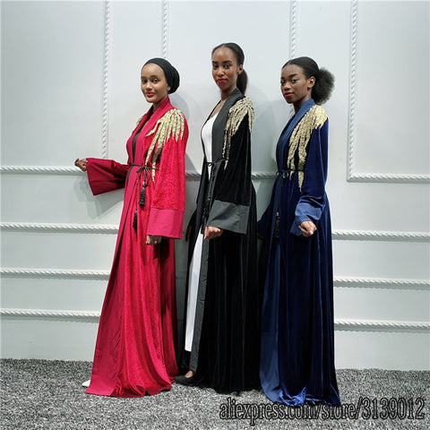 Image of Open Velvet Abaya Caftan-FrenzyAfricanFashion.com