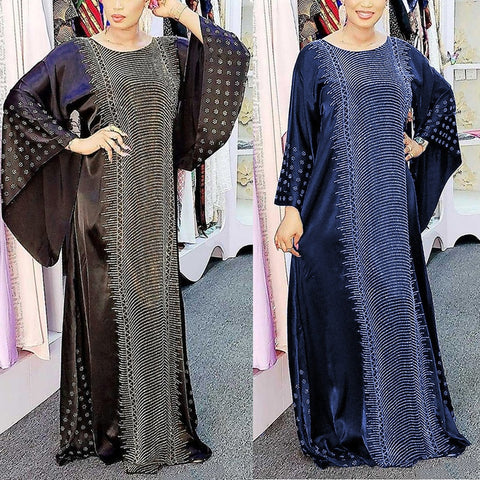 Image of Black Abaya Dubai Kaftan Hijab Dress-FrenzyAfricanFashion.com