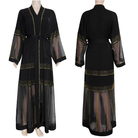 Image of Black Abaya Dubai Turkey Muslim Hijab Dress Caftan-FrenzyAfricanFashion.com