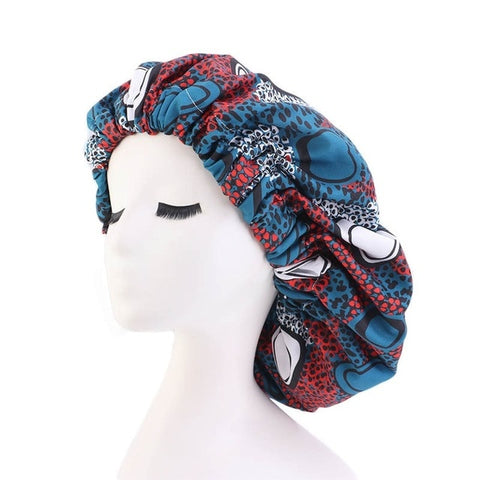 Image of Ankara Pattern Satin Lined Bonnet Women Long Ribbon Headwrap-FrenzyAfricanFashion.com