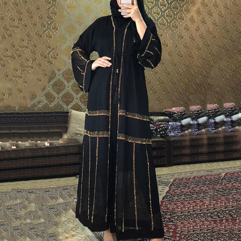 Image of Black Abaya Dubai Turkey Muslim Hijab Dress Caftan-FrenzyAfricanFashion.com