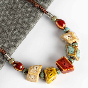 Colorful Irregular shape Ceramic Beads artware Antique Necklaces-FrenzyAfricanFashion.com