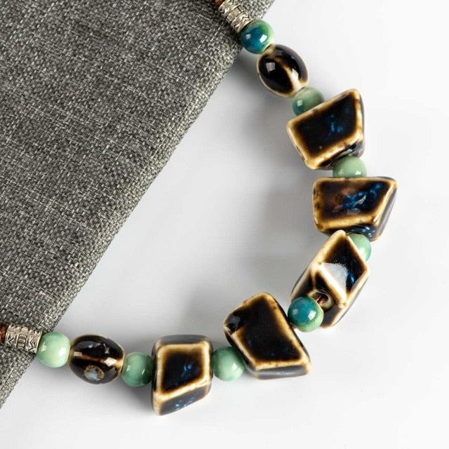 Colorful Irregular shape Ceramic Beads artware Antique Necklaces-FrenzyAfricanFashion.com