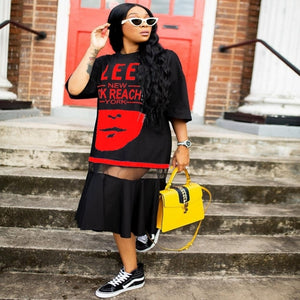 LEE Hip Hop T-shirt Dress-FrenzyAfricanFashion.com