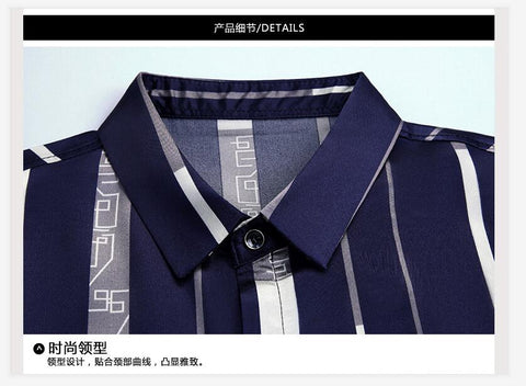Image of Male Silk Long Sleeve Striped Shirts-FrenzyAfricanFashion.com