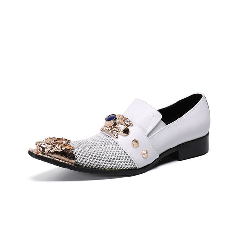 Laxi White Leather Shoes-FrenzyAfricanFashion.com