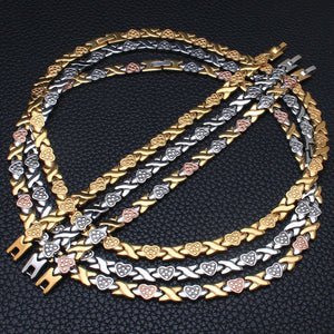 Stainless Steel Silver and Gold Chain Necklace Bracelet Jewelry Set
