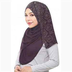 Rhinestone hijab scarf Muslim glitter chiffon headscarf-FrenzyAfricanFashion.com