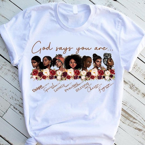 Image of God says you are black girl T shirt women fashion black lives matter Top-FrenzyAfricanFashion.com