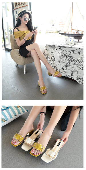 Rosy Block Heels Women Shoes Slippers