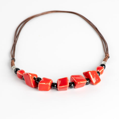 Image of Colorful Irregular shape Ceramic Beads artware Antique Necklaces-FrenzyAfricanFashion.com