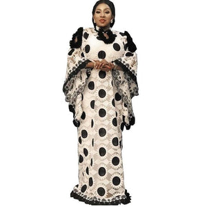 White Lace Women Boubou kaftan Dress-FrenzyAfricanFashion.com