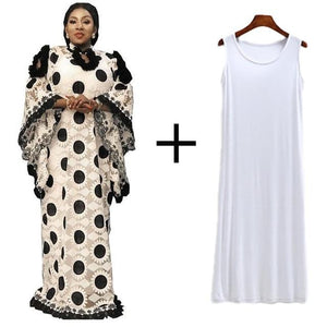 White Lace Women Boubou kaftan Dress