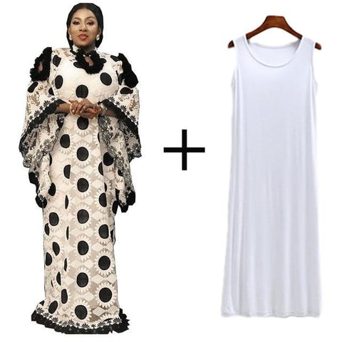 Image of White Lace Women Boubou kaftan Dress-FrenzyAfricanFashion.com