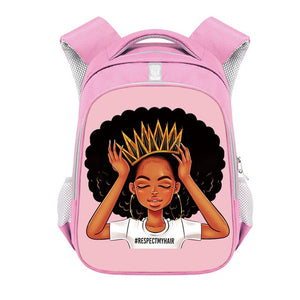 Cute Afro Black Girl with Crown Backpack