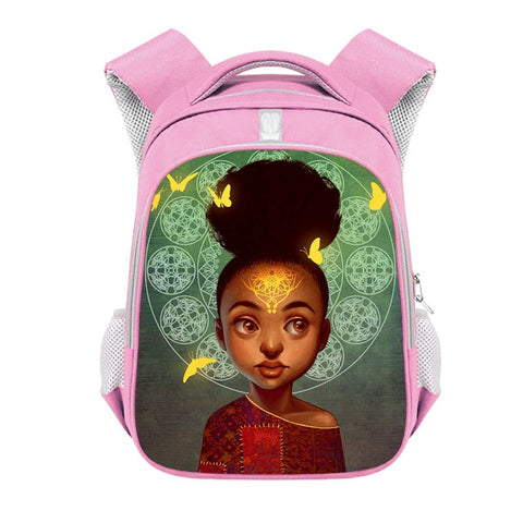 Image of Cute Afro Black Girl with Crown Backpack-FrenzyAfricanFashion.com