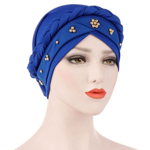 Women's Braided Head Wrap Turban Hat Chemo Cap