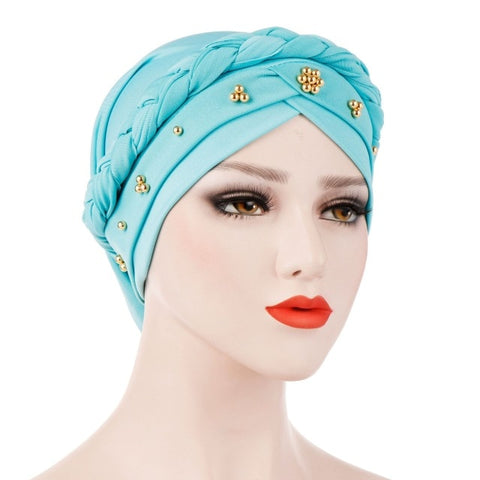 Image of Women's Braided Head Wrap Turban Hat Chemo Cap-FrenzyAfricanFashion.com