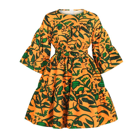 Image of Casual Loose Women Ruffle Sleeve A-Line Elegant Floral Party Dress-FrenzyAfricanFashion.com