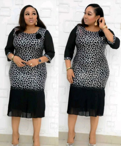 Image of Women Plus Size Leopard Print Midi Party Dress-FrenzyAfricanFashion.com