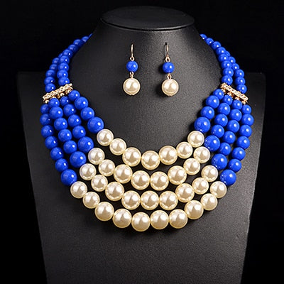 Image of Pearl Necklace Top Quality Bohemian Wedding Accessory African Beads Jewelry Set-FrenzyAfricanFashion.com
