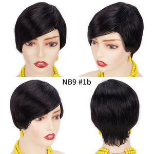 Human Hair Wig Short Bob Straight Women Pixie Cut Style