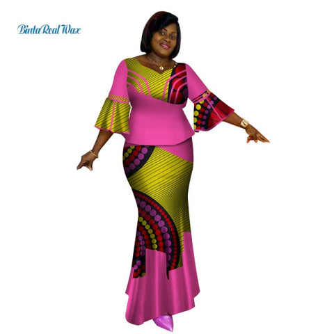 Image of Long African Top and Skirt Dress Women One Piece-FrenzyAfricanFashion.com