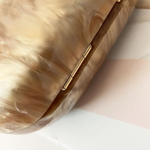 Image of Fashion Wallet Women Acrylic Round Marble Solid Brown Clutch-FrenzyAfricanFashion.com