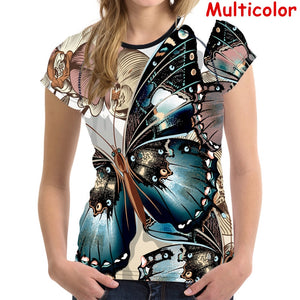 Novelty Butterfly 3d Printed woman Short sleeve fashion Soft Comfort tops summer t-shirt-FrenzyAfricanFashion.com