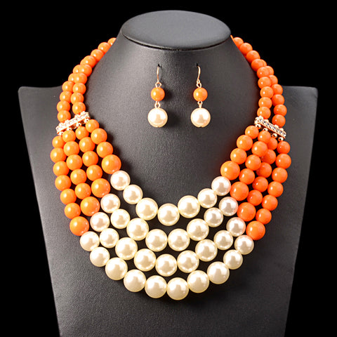 Image of Pearl Necklace Top Quality Bohemian Wedding Accessory African Beads Jewelry Set-FrenzyAfricanFashion.com