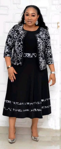 Image of Midi Dress and Jacket Coat Plus Size-FrenzyAfricanFashion.com