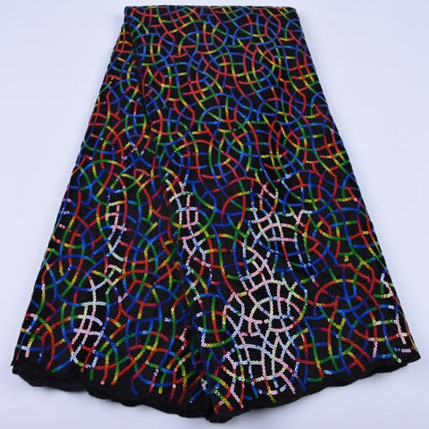 Image of African Lace Fabric Nigerian Sequins Fabric-FrenzyAfricanFashion.com