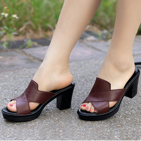 Image of Sandals Women Chunky Heel-FrenzyAfricanFashion.com