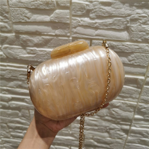 Image of Fashion Wallet Women Acrylic Round Marble Solid Brown Clutch-FrenzyAfricanFashion.com