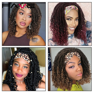 Dreadlock Braided Headband Wigs Synthetic Goddess Faux Nu Locs Curly Wig Freetress Twist Crochet Hair For Black White Women