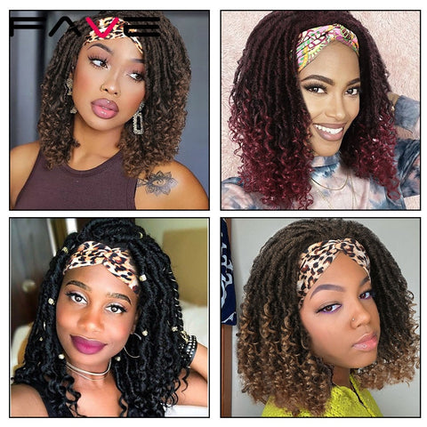 Image of Dreadlock Braided Headband Wigs Synthetic Goddess Faux Nu Locs Curly Wig Freetress Twist Crochet Hair For Black White Women-FrenzyAfricanFashion.com